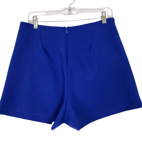 Umgee Womens Skort Size L‎ Blue Asymmetrical Wrap Mini Zip Back Stretch - Picture 2 of 9